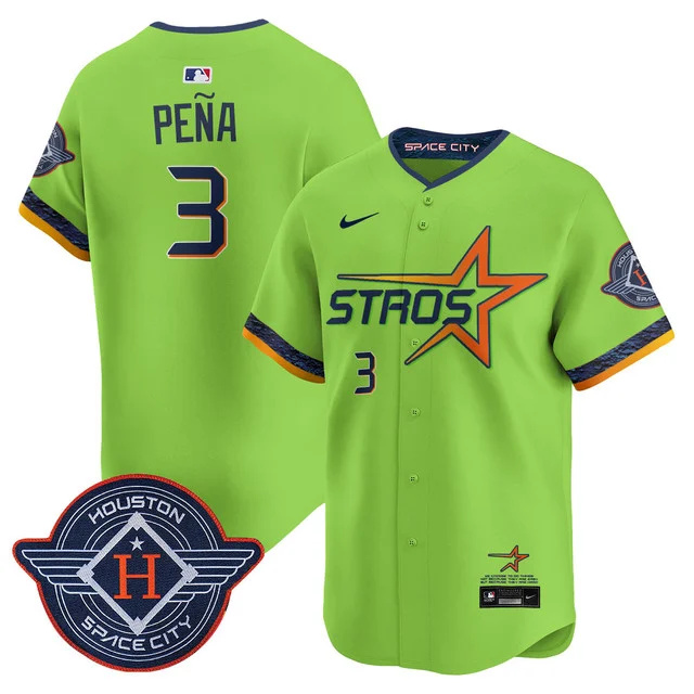 Men's Houston Astros 2025 City Connect Vapor Limited Jersey GREEN #3 PENA