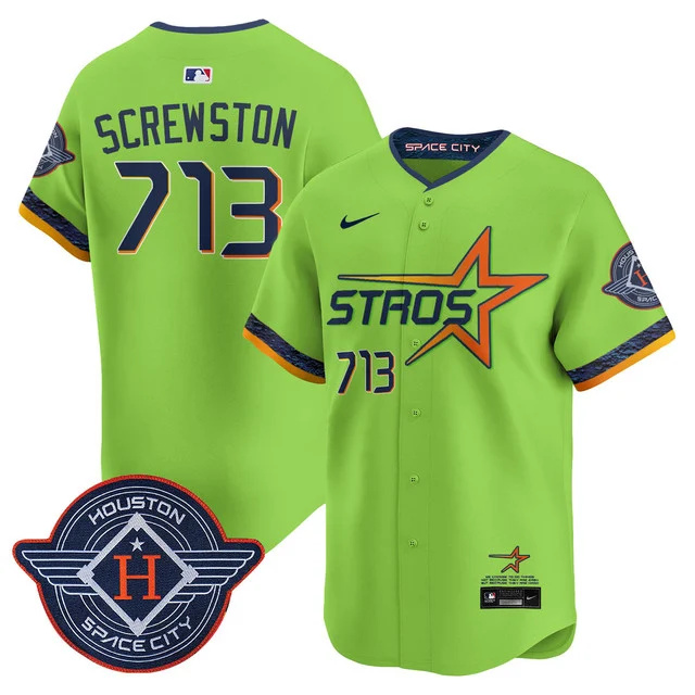 Men's Houston Astros 2025 City Connect Vapor Limited Jersey GREEN #713 SCREWSTON