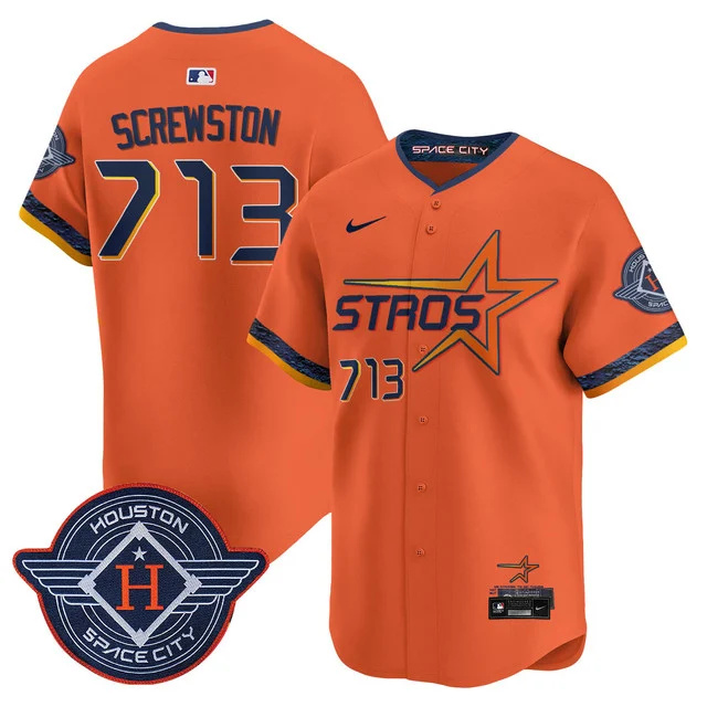 Men's Houston Astros 2025 City Connect Vapor Limited Jersey ORANGE #713 SCREWSTON