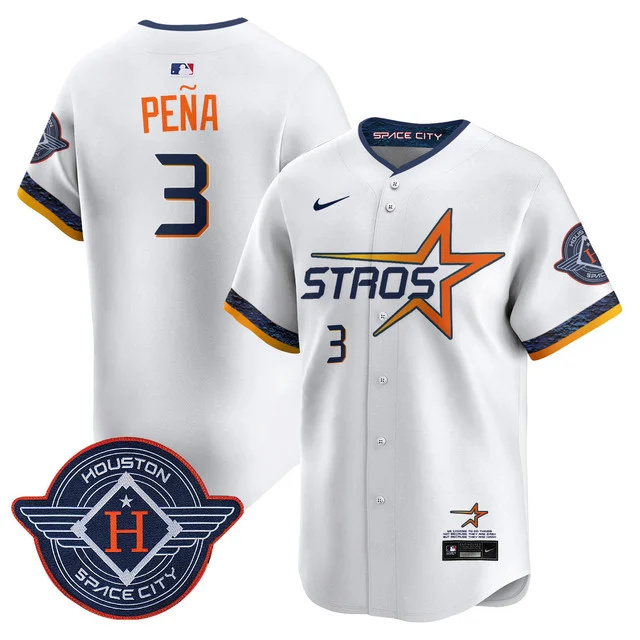 Men's Houston Astros 2025 City Connect Vapor Limited Jersey WHITE #3 PENA