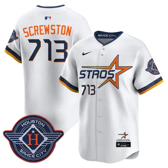 Men's Houston Astros 2025 City Connect Vapor Limited Jersey WHITE #713 SCREWSTON