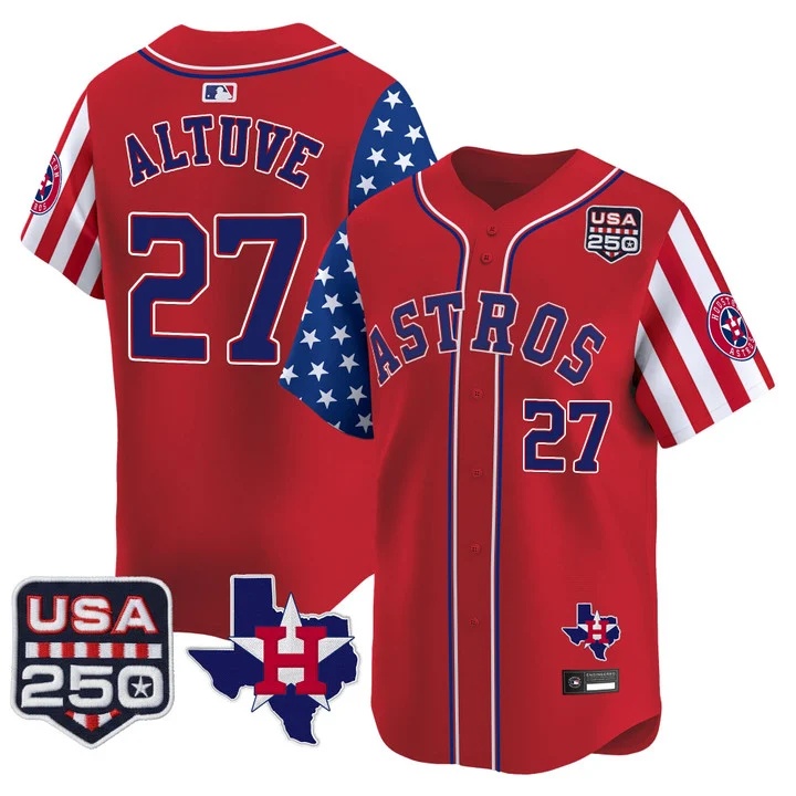 Men's Houston Astros America 250 Edition Vapor Premier Limited Jersey RED #27 JOSE ALTUVE
