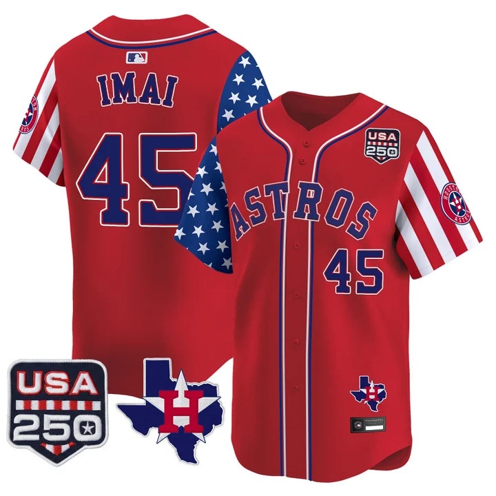 Men's Houston Astros America 250 Edition Vapor Premier Limited Jersey RED #45 TATSUYA IMAI