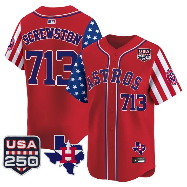 Men's Houston Astros America 250 Edition Vapor Premier Limited Jersey RED #713 SCREWSTON