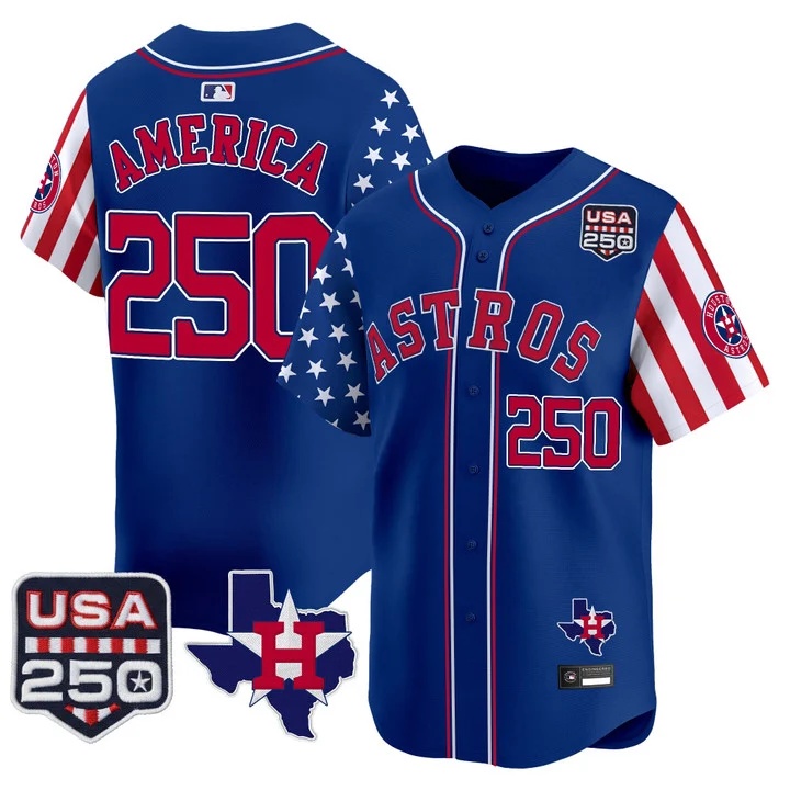 Men's Houston Astros America 250 Edition Vapor Premier Limited Jersey ROYAL #250 AMERICA