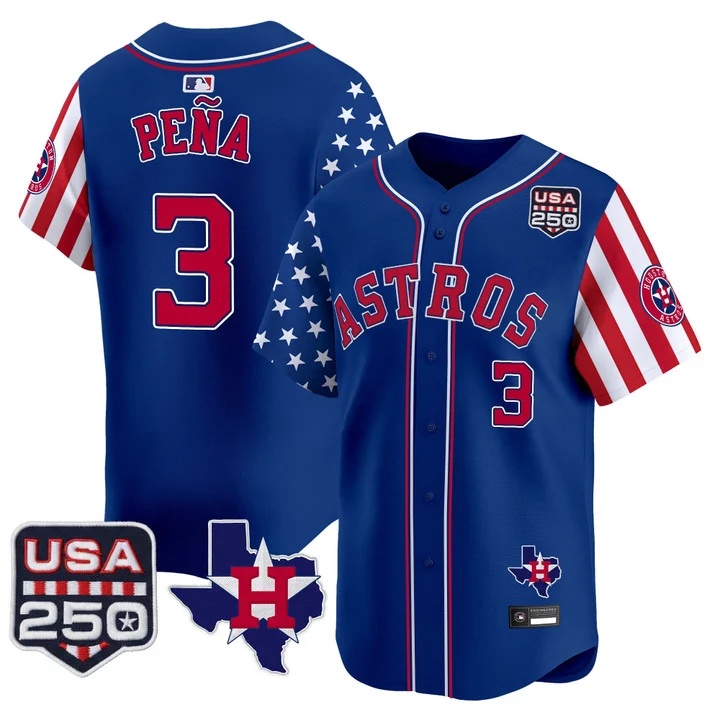 Men's Houston Astros America 250 Edition Vapor Premier Limited Jersey ROYAL #3 JEREMY PENA