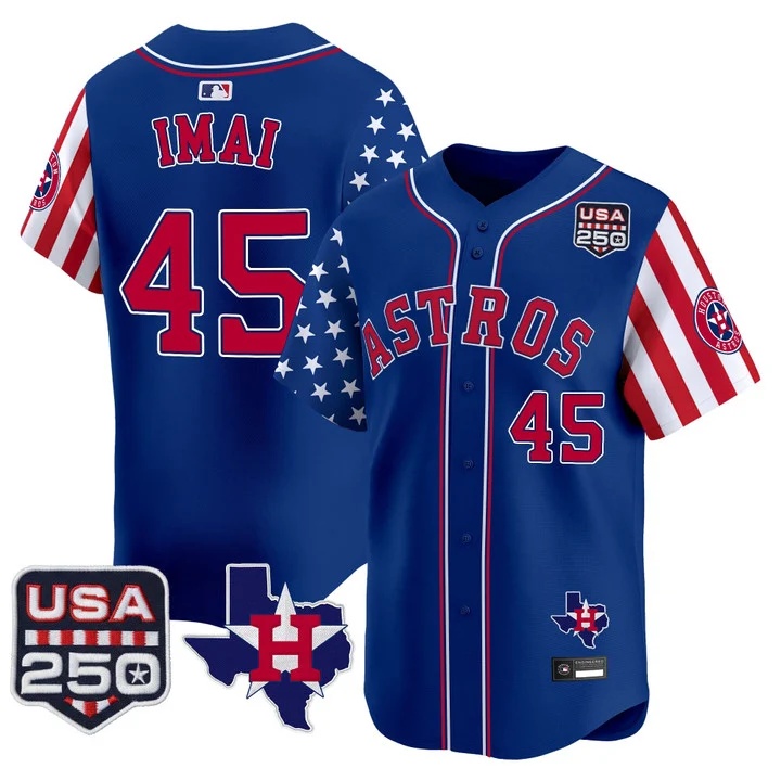 Men's Houston Astros America 250 Edition Vapor Premier Limited Jersey ROYAL #45 TATSUYA IMAI