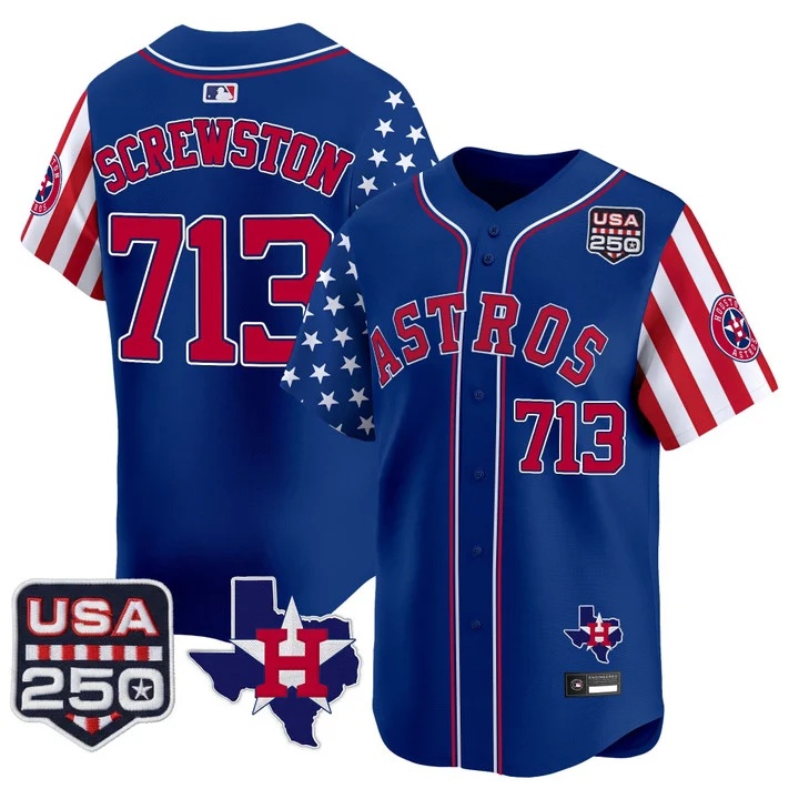 Men's Houston Astros America 250 Edition Vapor Premier Limited Jersey ROYAL #713 SCREWSTON