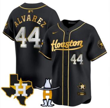 Men's Houston Astros Black Gold Jersey All Stitched Bustlight