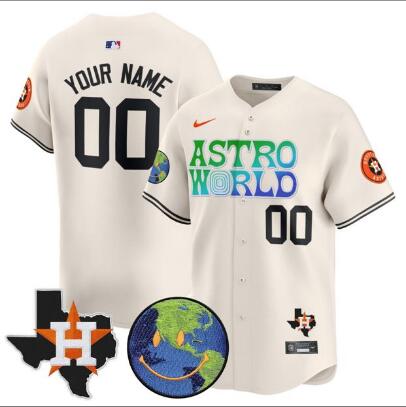 Men's Houston Astros Nike White Home Limited Custom Cream Jersey