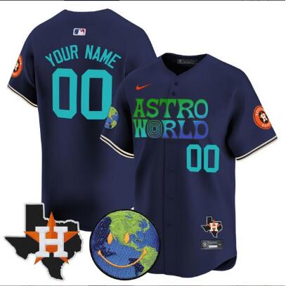 Men's Houston Astros Nike White Home Limited Custom Navy Jersey