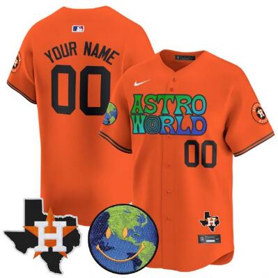 Men's Houston Astros Nike White Home Limited Custom Orange Jersey