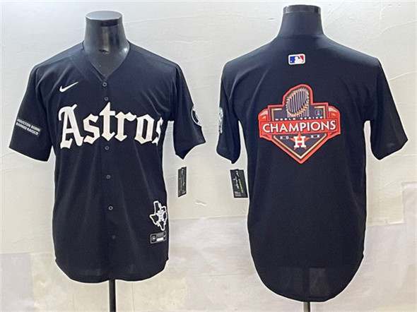 Men's Houston Astros Team Big Logo Black Gothic 'Houston Born Barrio Raised' Limited Stitched Baseball Jerseys