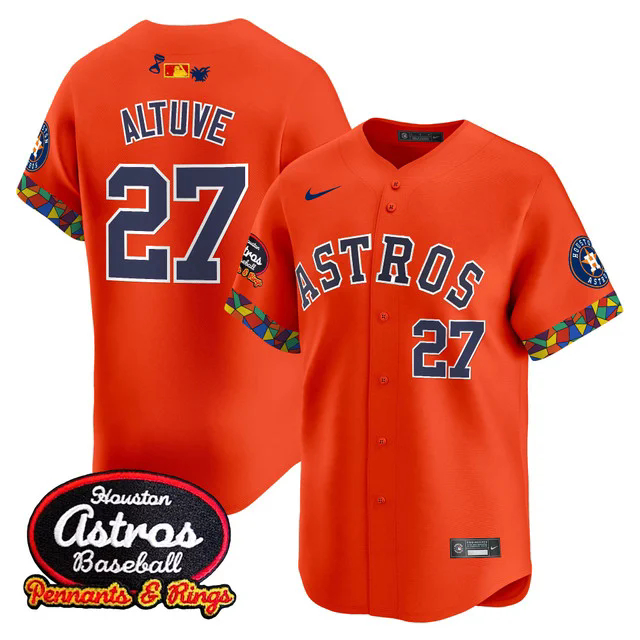 Men's Houston Astros x El Tiempo Cantina Vapor Premier Limited Jersey ORANGE #27 JOSE ALTUVE.webp