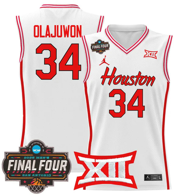 Men's Houston Cougars 2025 Final Four Patch Basketball Jersey #34 HAKEEM OLAJUWON.webp