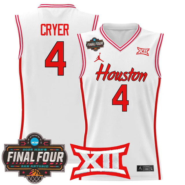 Men's Houston Cougars 2025 Final Four Patch Basketball Jersey #4 CRYER.webp
