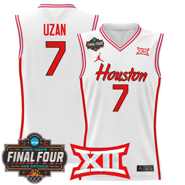 Men's Houston Cougars 2025 Final Four Patch Basketball Jersey #7 MILOS UZAN.webp
