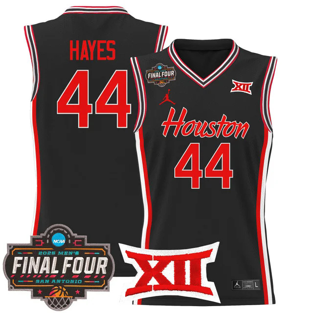Men's Houston Cougars 2025 Final Four Patch Basketball Jersey BLACK #44 ELVIN HAYES.webp