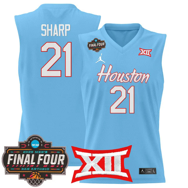 Men's Houston Cougars 2025 Final Four Patch Basketball Jersey BLUE #21 EMANUEL SHAPP.webp