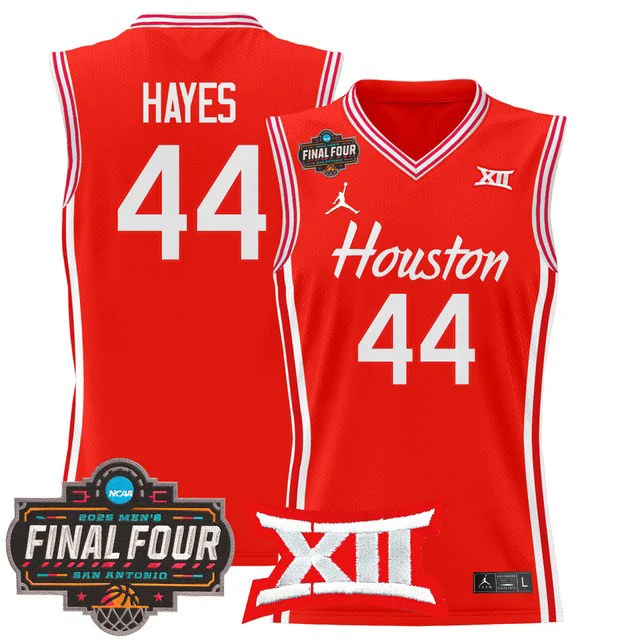 Men's Houston Cougars 2025 Final Four Patch Basketball Jersey RED #44 ELVIN HAYES.webp