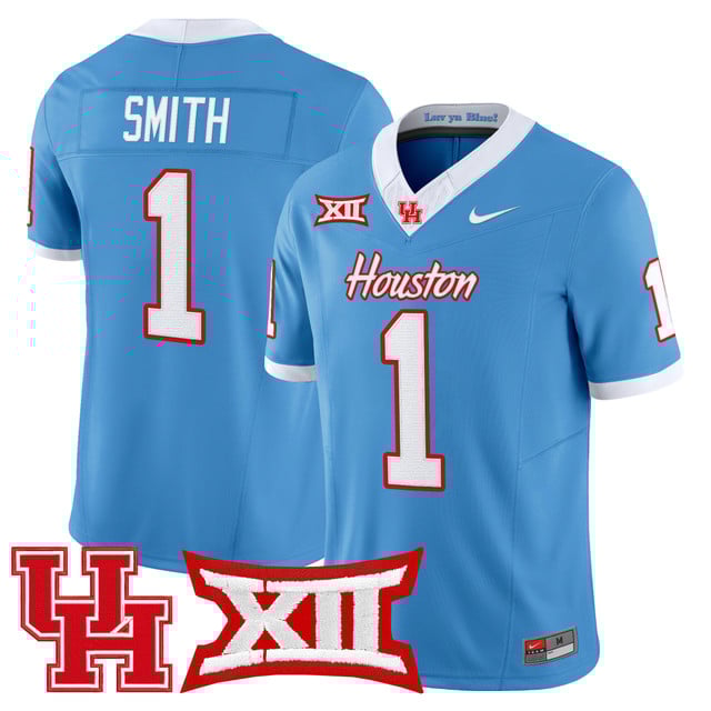 Men's Houston Cougars 2025 Vapor Limited Jersey LIGHT BLUE#1 DONOVAN SMITH