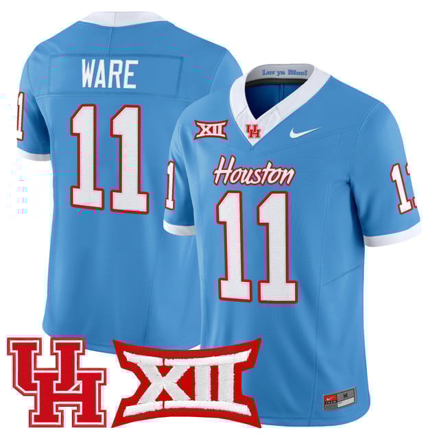 Men's Houston Cougars 2025 Vapor Limited Jersey LIGHT BLUE#11 ANDRE WARE