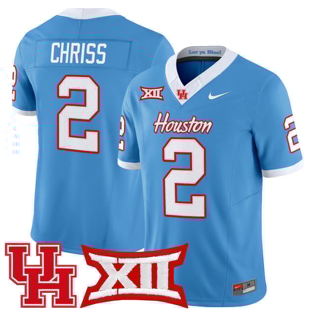 Men's Houston Cougars 2025 Vapor Limited Jersey LIGHT BLUE#2 ZEON CHRISS