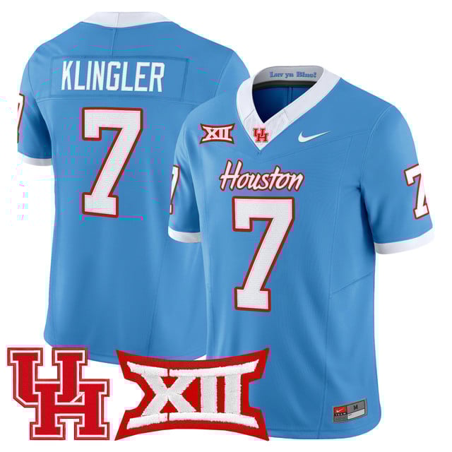 Men's Houston Cougars 2025 Vapor Limited Jersey LIGHT BLUE#7 DAVID KLINGLER