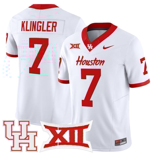 Men's Houston Cougars 2025 Vapor Limited Jersey WHITE#7 DAVID KLINGLER