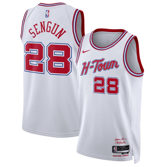 Men's Houston Rockets #28 Alperen Sengun White 2025-26 City Edition Stitched Jersey