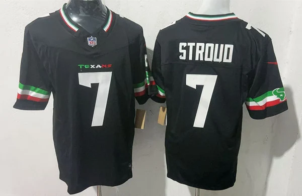 Men's Houston Texans #7 CJ Stroud Black Colorful Fashion F.U.S.E. Limited Jersey 