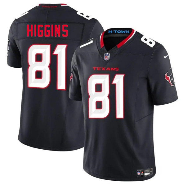 Men's Houston Texans #81 Jayden Higgins Navy 2025 Draft Vapor F.U.S.E. Limited Football Stitched Jersey