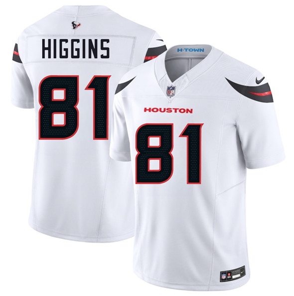 Men's Houston Texans #81 Jayden Higgins White 2025 Draft Vapor F.U.S.E. Limited Football Stitched Jersey