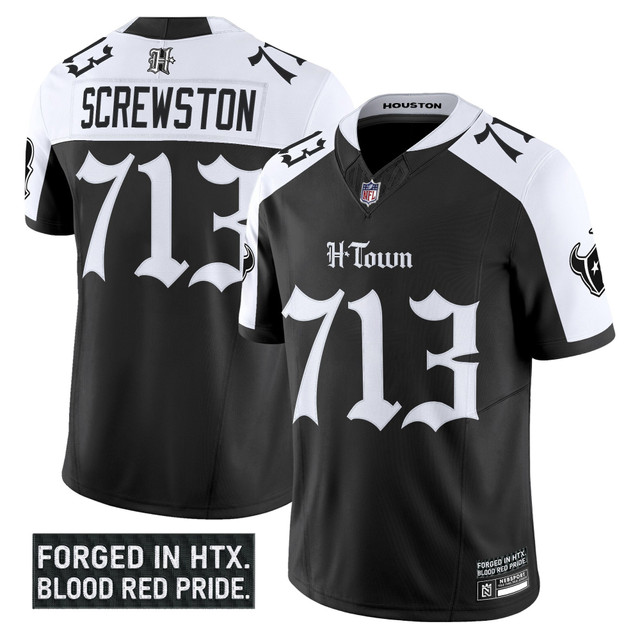 Men's Houston Texans 'Gothic Lone Star Shadows Edition' Vapor Limited Jersey - All Stitched Alternate Screwston 713