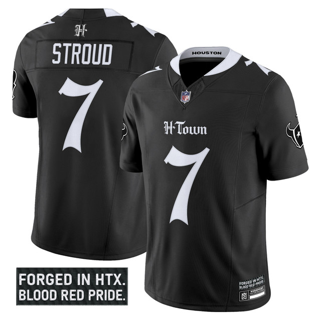 Men's Houston Texans 'Gothic Lone Star Shadows Edition' Vapor Limited Jersey - All Stitched Black C.J. Stroud