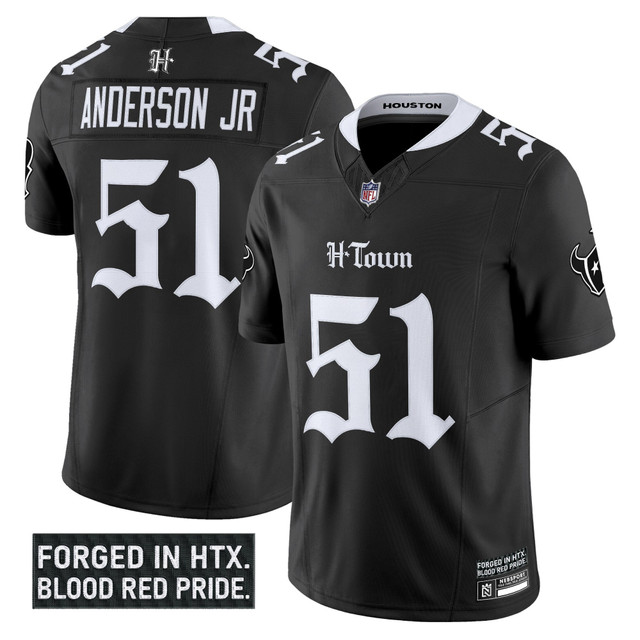 Men's Houston Texans 'Gothic Lone Star Shadows Edition' Vapor Limited Jersey - All Stitched Black Will Anderson Jr.