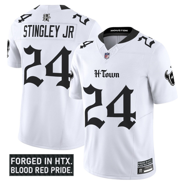 Men's Houston Texans 'Gothic Lone Star Shadows Edition' Vapor Limited Jersey - All Stitched White Derek Stingley Jr.