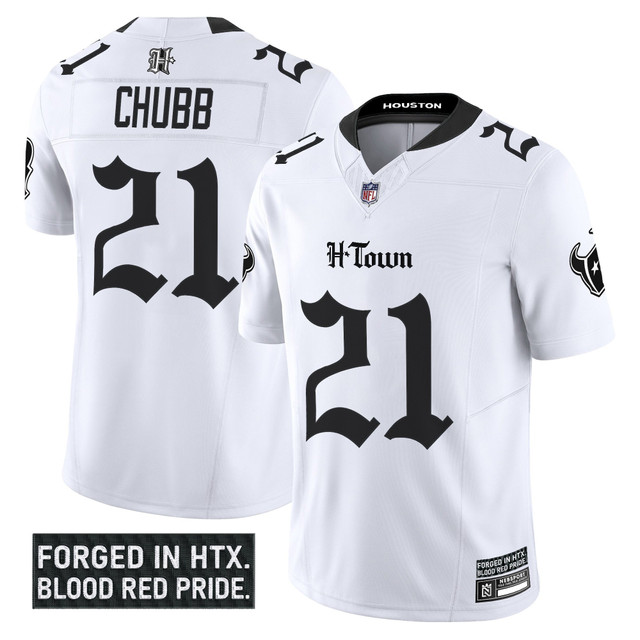 Men's Houston Texans 'Gothic Lone Star Shadows Edition' Vapor Limited Jersey - All Stitched White Nick Chubb