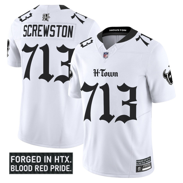 Men's Houston Texans 'Gothic Lone Star Shadows Edition' Vapor Limited Jersey - All Stitched White Screwston 713