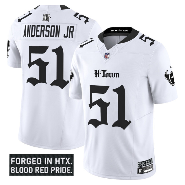 Men's Houston Texans 'Gothic Lone Star Shadows Edition' Vapor Limited Jersey - All Stitched White Will Anderson Jr.
