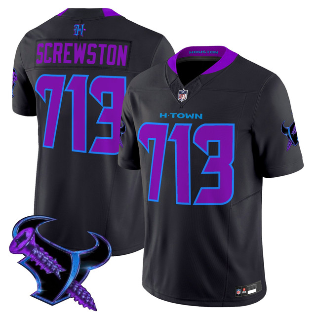 Men's Houston Texans 2025 DJ Screw Vapor Limited Jersey Screwton 713
