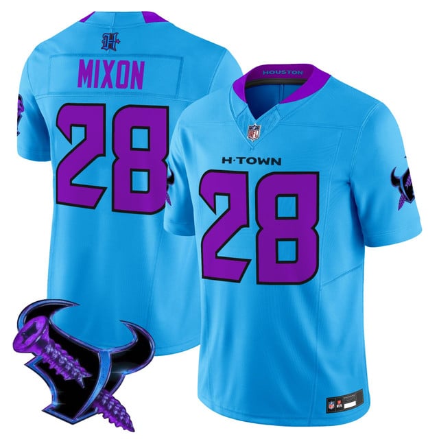 Men's Houston Texans 2025 DJ Screw Vapor Limited Jersey blue #28 JOE MIXON