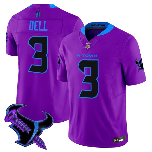 Men's Houston Texans 2025 DJ Screw Vapor Limited Jersey purple #3 TANK DELL