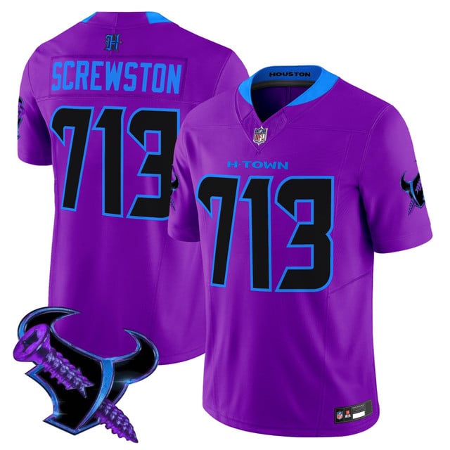 Men's Houston Texans 2025 DJ Screw Vapor Limited Jersey purple Screwton 713