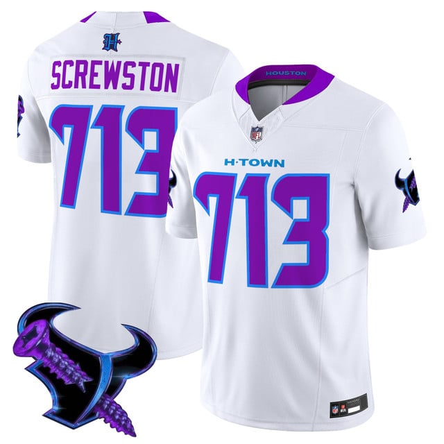 Men's Houston Texans 2025 DJ Screw Vapor Limited Jersey white  Screwton 713