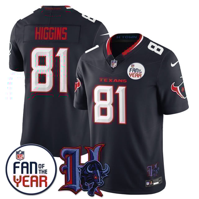 Men's Houston Texans Fan Of The Year Jersey navy #81 Jayden Higgins