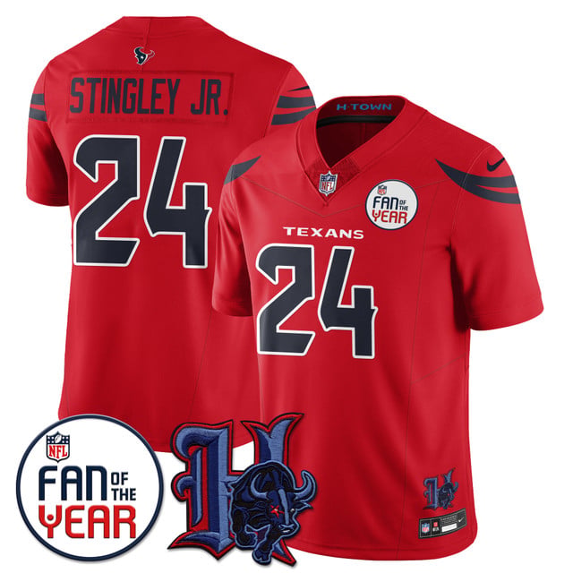 Men's Houston Texans Fan Of The Year Jersey red #24 Derek Stingley Jr.