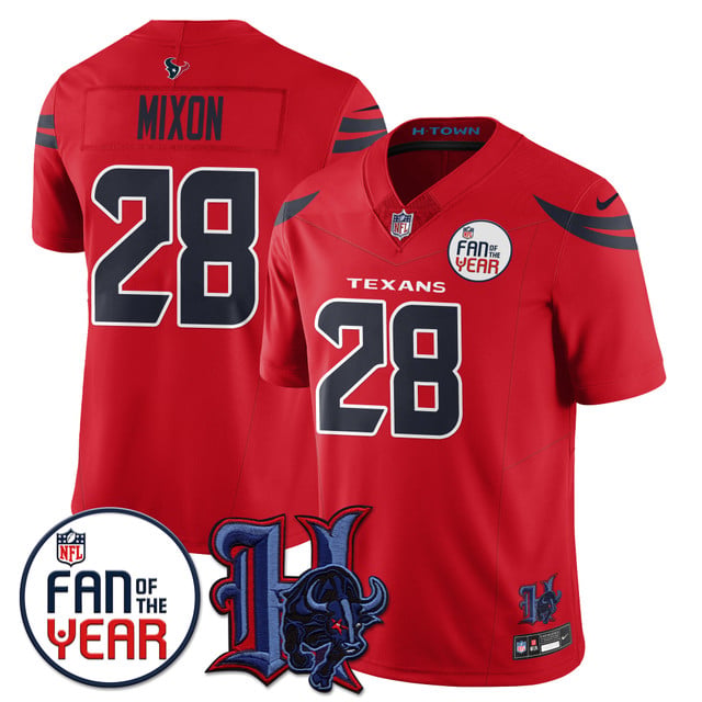 Men's Houston Texans Fan Of The Year Jersey red #28 Joe Mixon