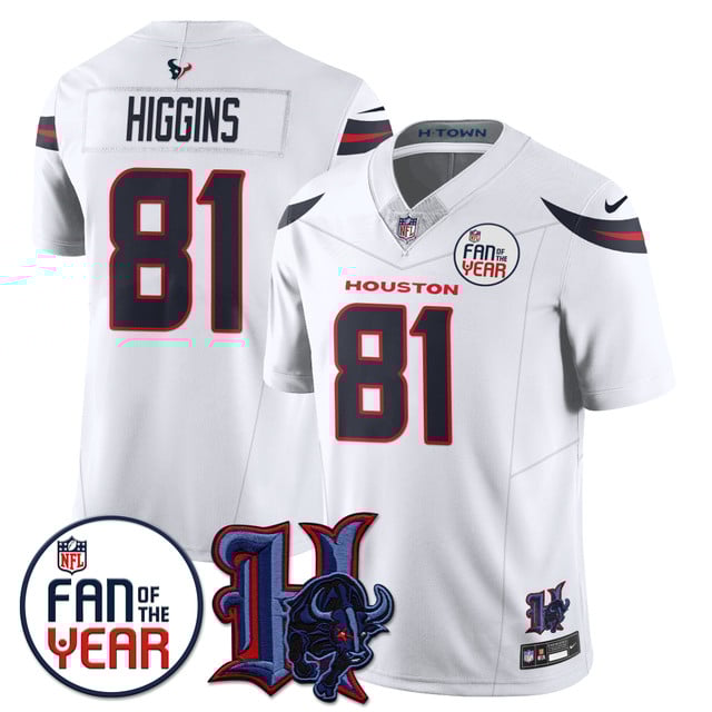 Men's Houston Texans Fan Of The Year Jersey white #81 Jayden Higgins