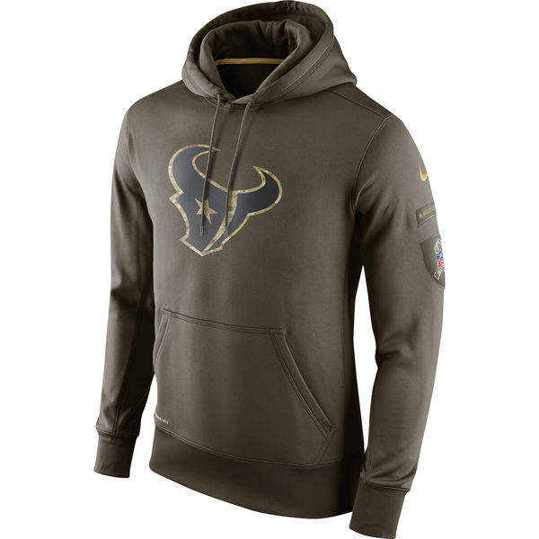 Men's Houston Texans Team Logo Green Stitched Nike Olive Salute To Service Hoodie